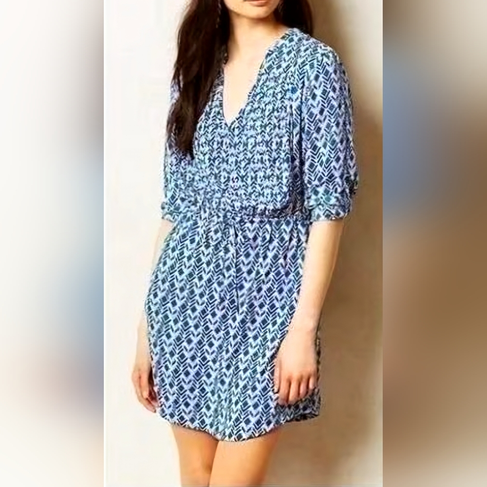 Anthropologie‎ Maeve Ikat Belted Lightweight Dress Size Small